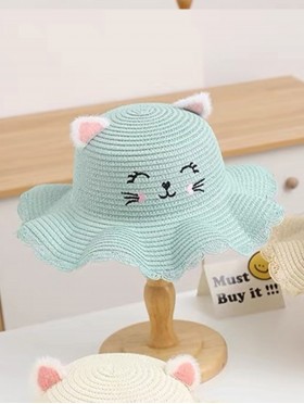 Kids Crochet Mini Sunhat W/ Cat Ears